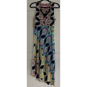 Anthropologie Kenzie Mod Retro Geometric Print Sleeveless Dress Asymmetric Sz 6